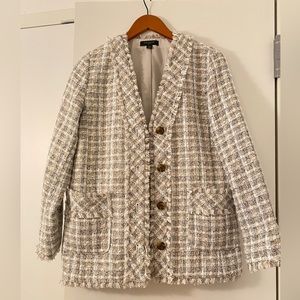 Ann Taylor Fringe Tweed Cardigan Jacket